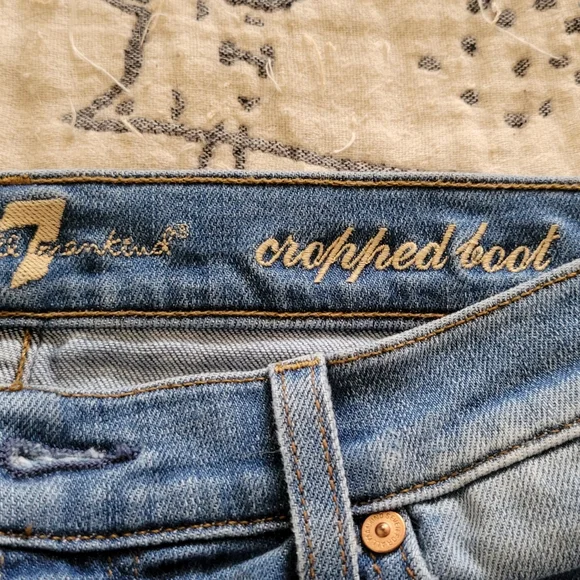 7 for All Mankind Cropped Boot Distressed Jeans 29 - Picture 4 of 5